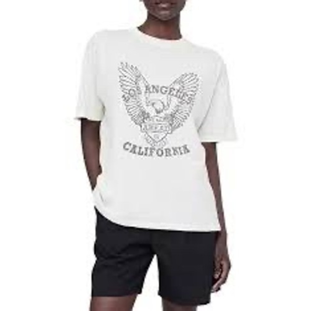 Anine Bing Off White Organic Cotton Milo Eagle Graphic Tee Size XS